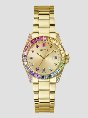 Gold Opaline Multi Crystal Link Watch