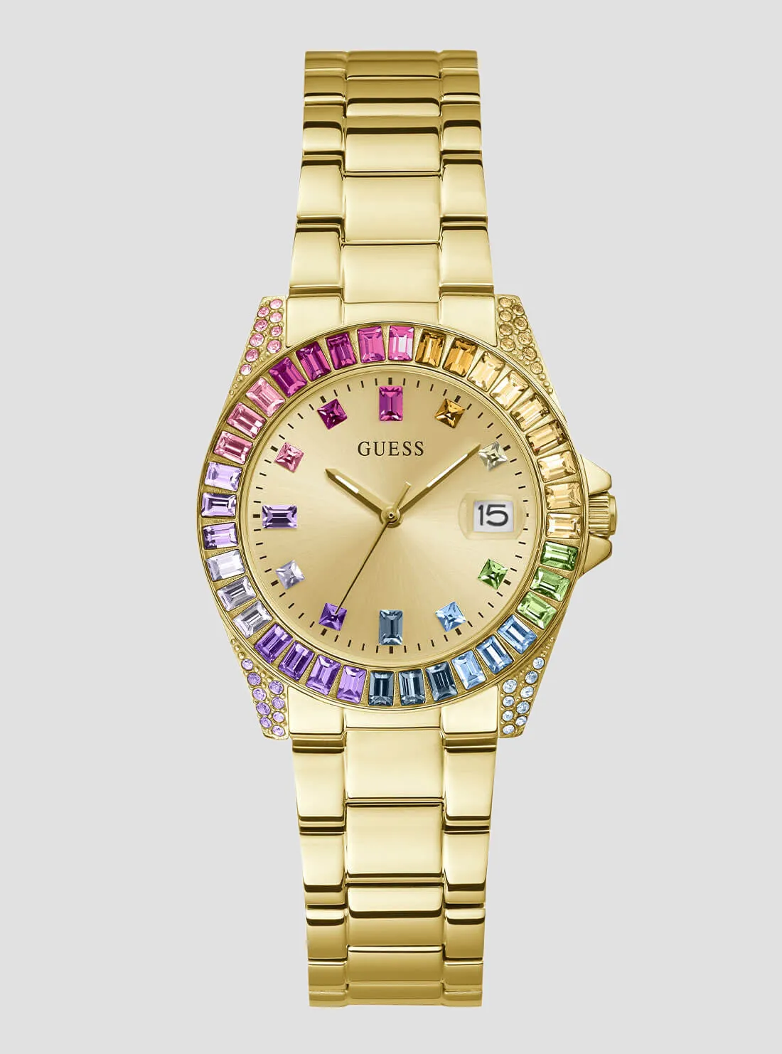 Gold Opaline Multi Crystal Link Watch