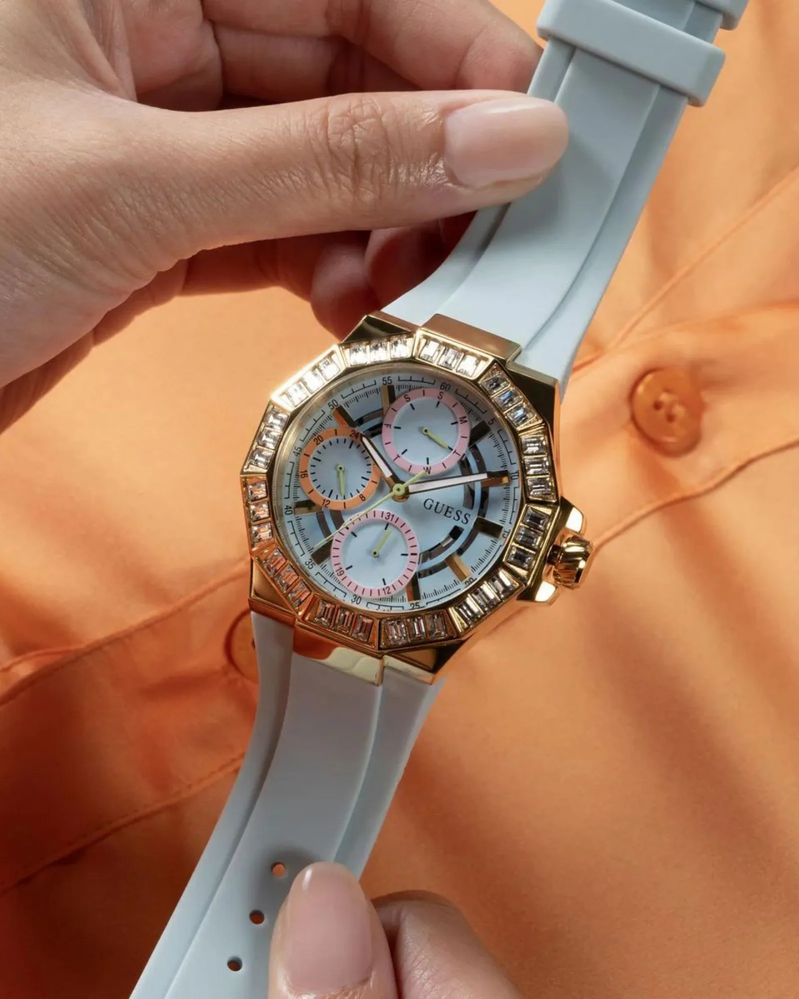Gold Selene Crystal Silicone Watch