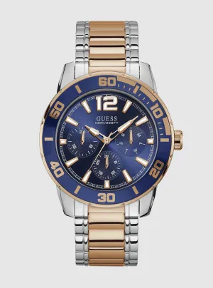 Gold Silver Blue Dial Watch