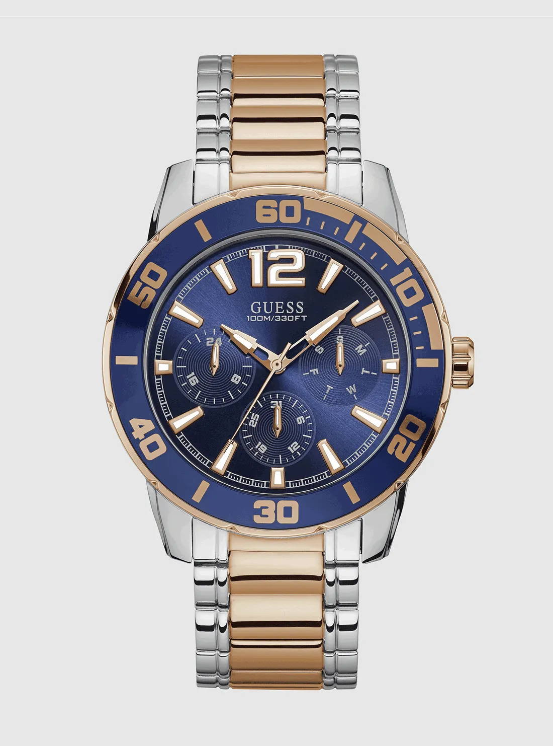 Gold Silver Blue Dial Watch