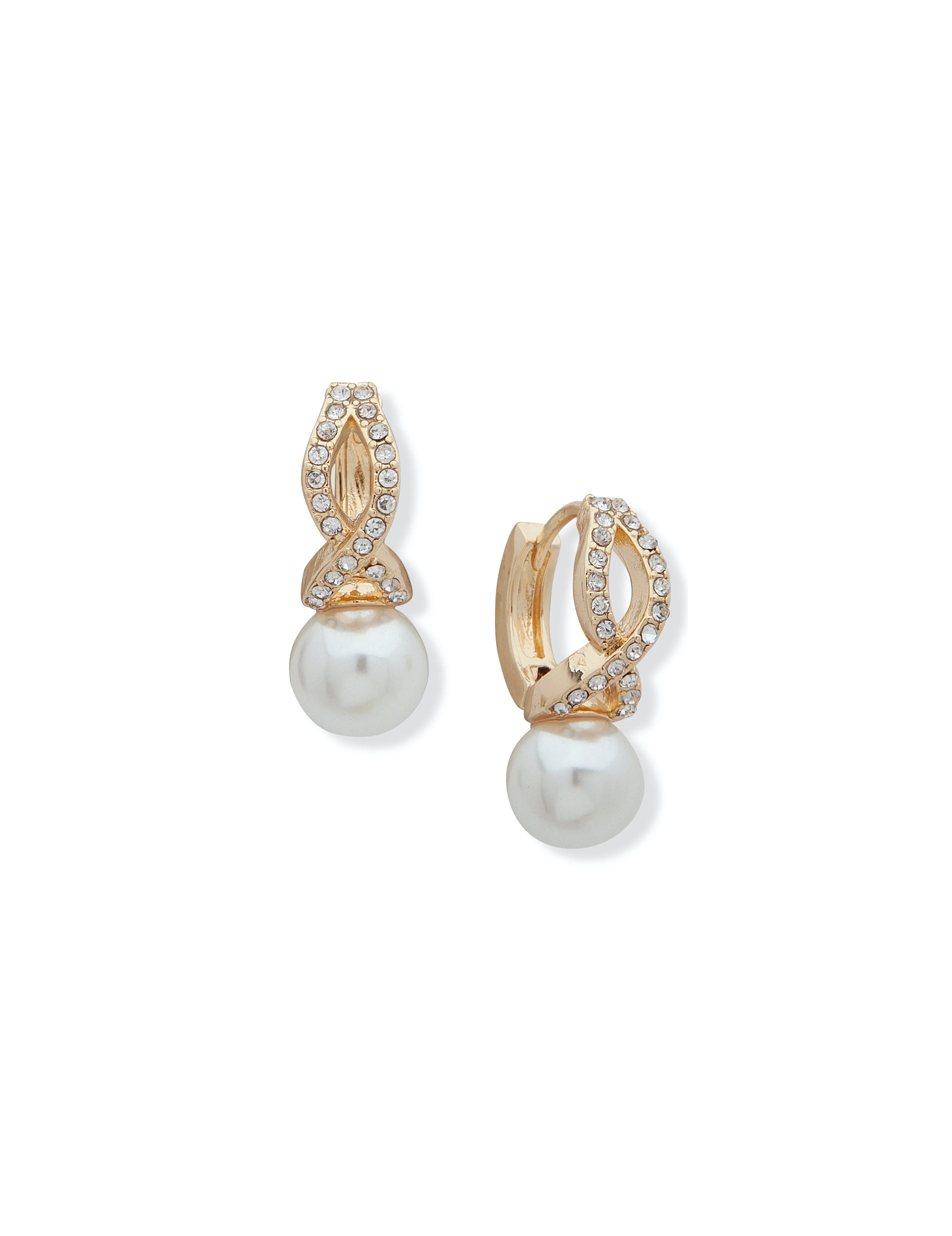 Gold-Tone Blanc Faux Pearl And Crystal Earrings