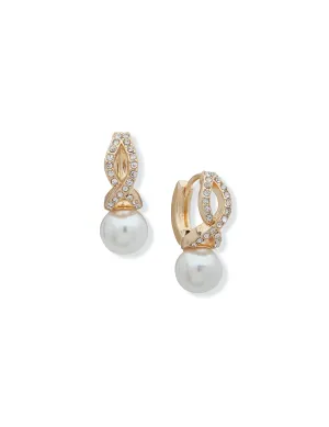 Gold-Tone Blanc Faux Pearl And Crystal Earrings