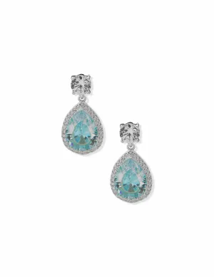 Halo Pear Aqua Stud Earrings