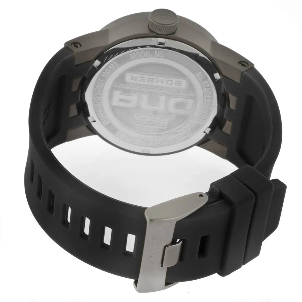 Invicta 11647 Men's DNA Bomber Silver Dial Black Rubber Strap Watch