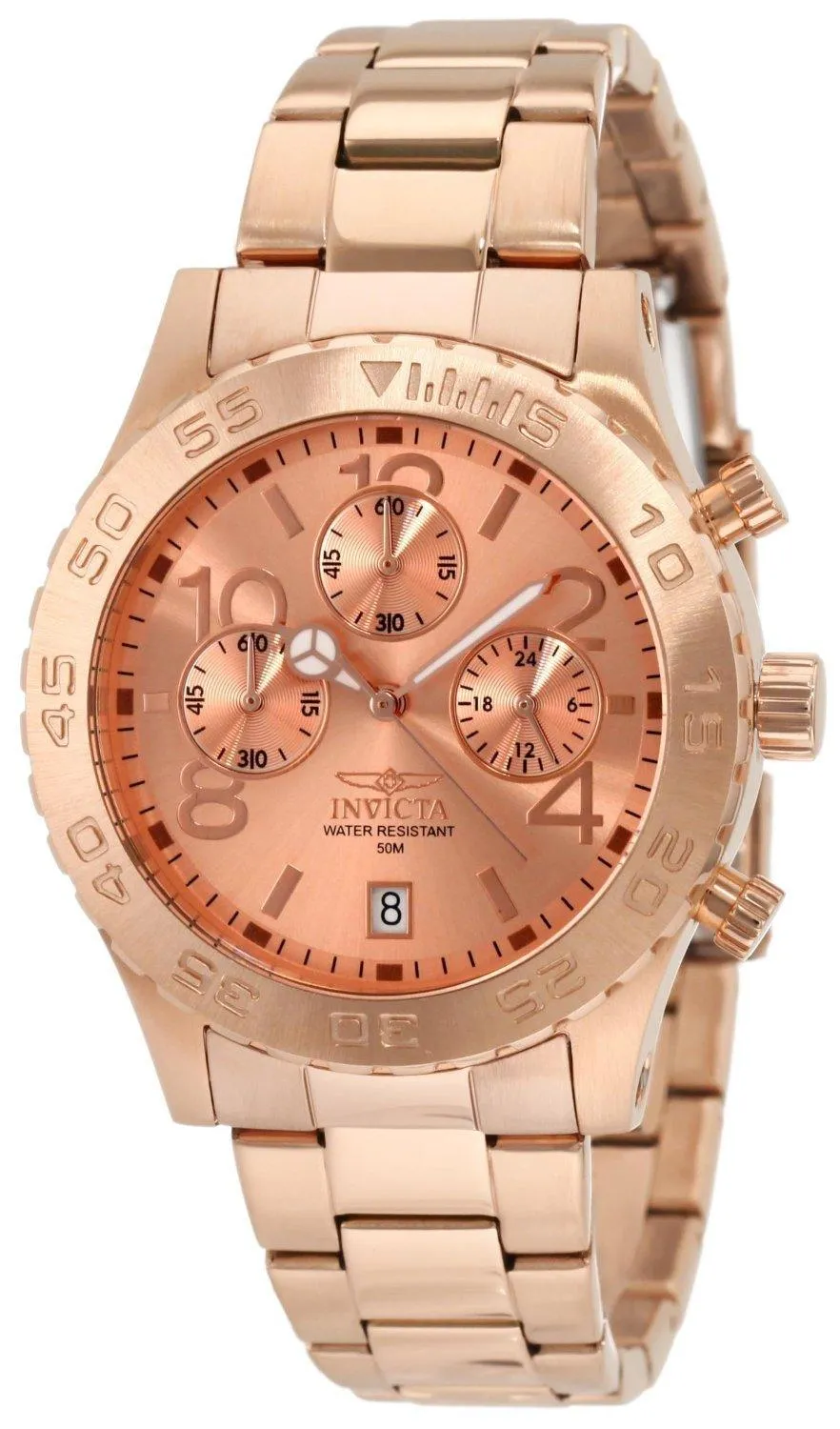 Invicta 1271 Men's Rose Gold Stainless Steel Specialty Chrono Rose Gold Dial Date Watch