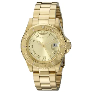 Invicta 12820 Women's Yellow Steel Bracelet Swiss Quartz Pro Diver Diamond Gold Tone Dial Date Watch