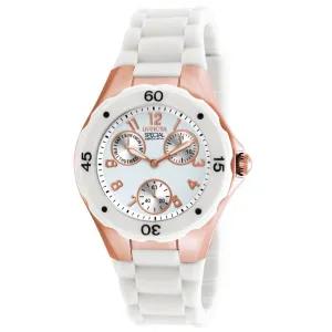 Invicta 18798 Women's Angel White Dial Rose Gold Steel White Silicone Strap Watch