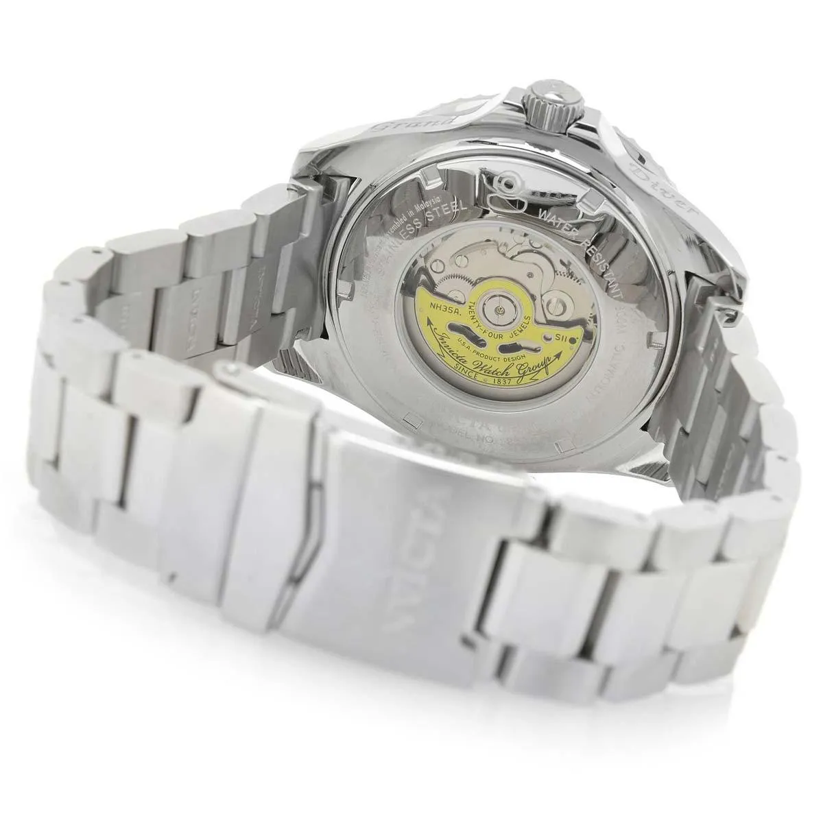 Invicta 21867 Men's Grand Diver Black & Red Accented Bezel Steel Bracelet Automatic Dive Watch