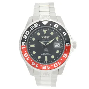 Invicta 21867 Men's Grand Diver Black & Red Accented Bezel Steel Bracelet Automatic Dive Watch