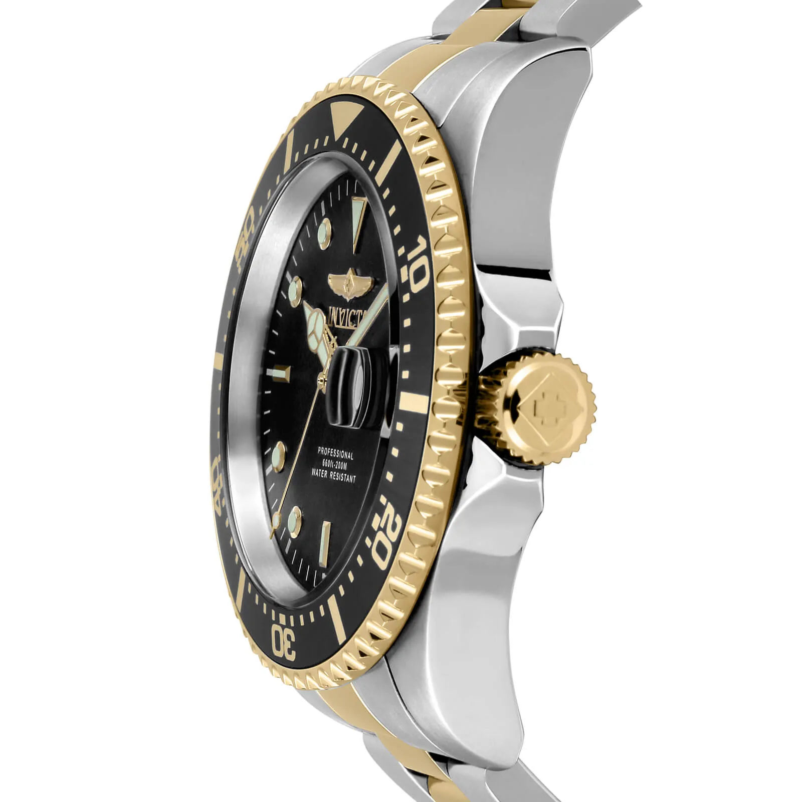Invicta 22057 Men's Two Tone Yellow Steel Bracelet Quartz Pro Diver Grey Dial Date Watch