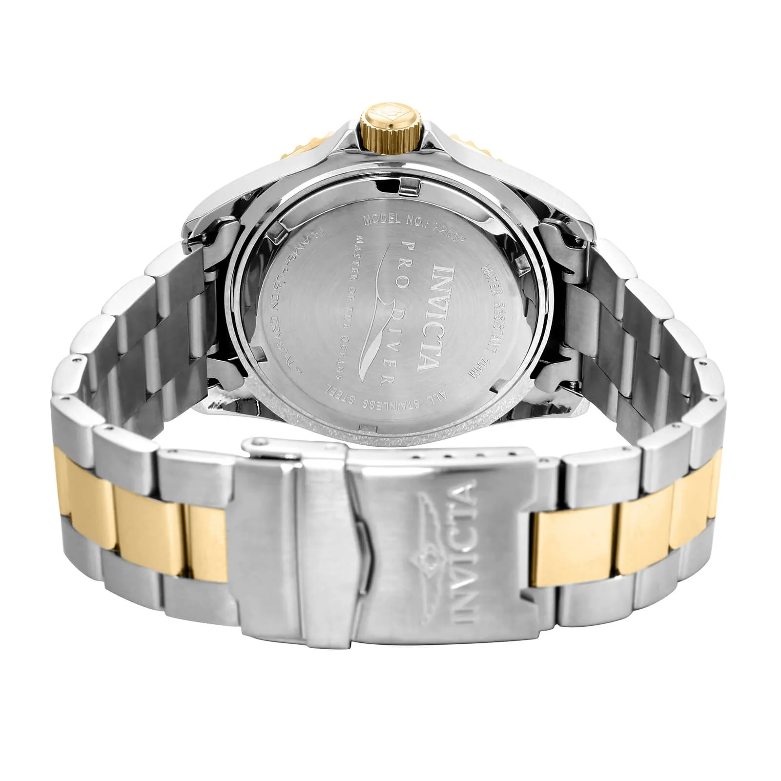 Invicta 22057 Men's Two Tone Yellow Steel Bracelet Quartz Pro Diver Grey Dial Date Watch