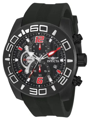Invicta 22811 Men's Pro Diver Black Dial Black IP Steel Black Silicone Strap Chronograph Watch