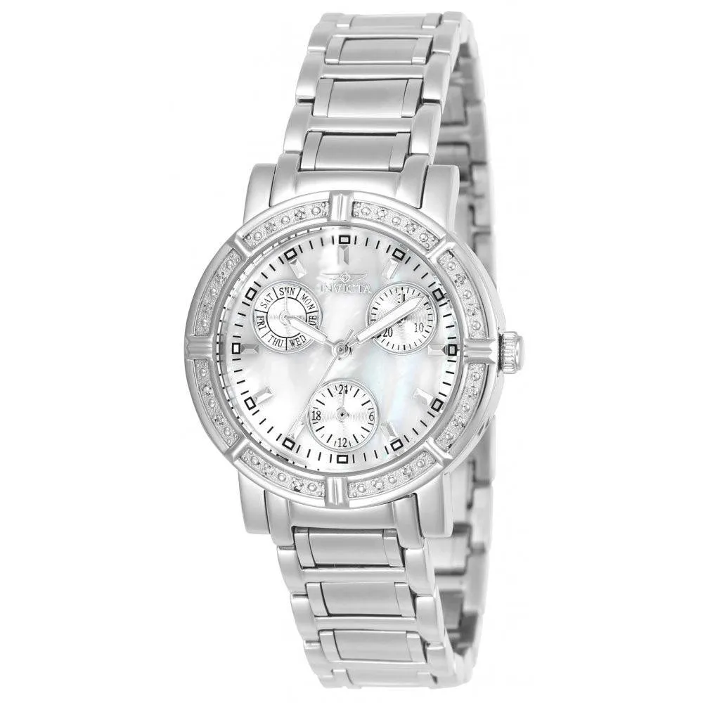 Invicta 4718 Women's Steel Bracelet Wildflower Chrono Diamond Mother of Pearl Dial Day-Date Watch