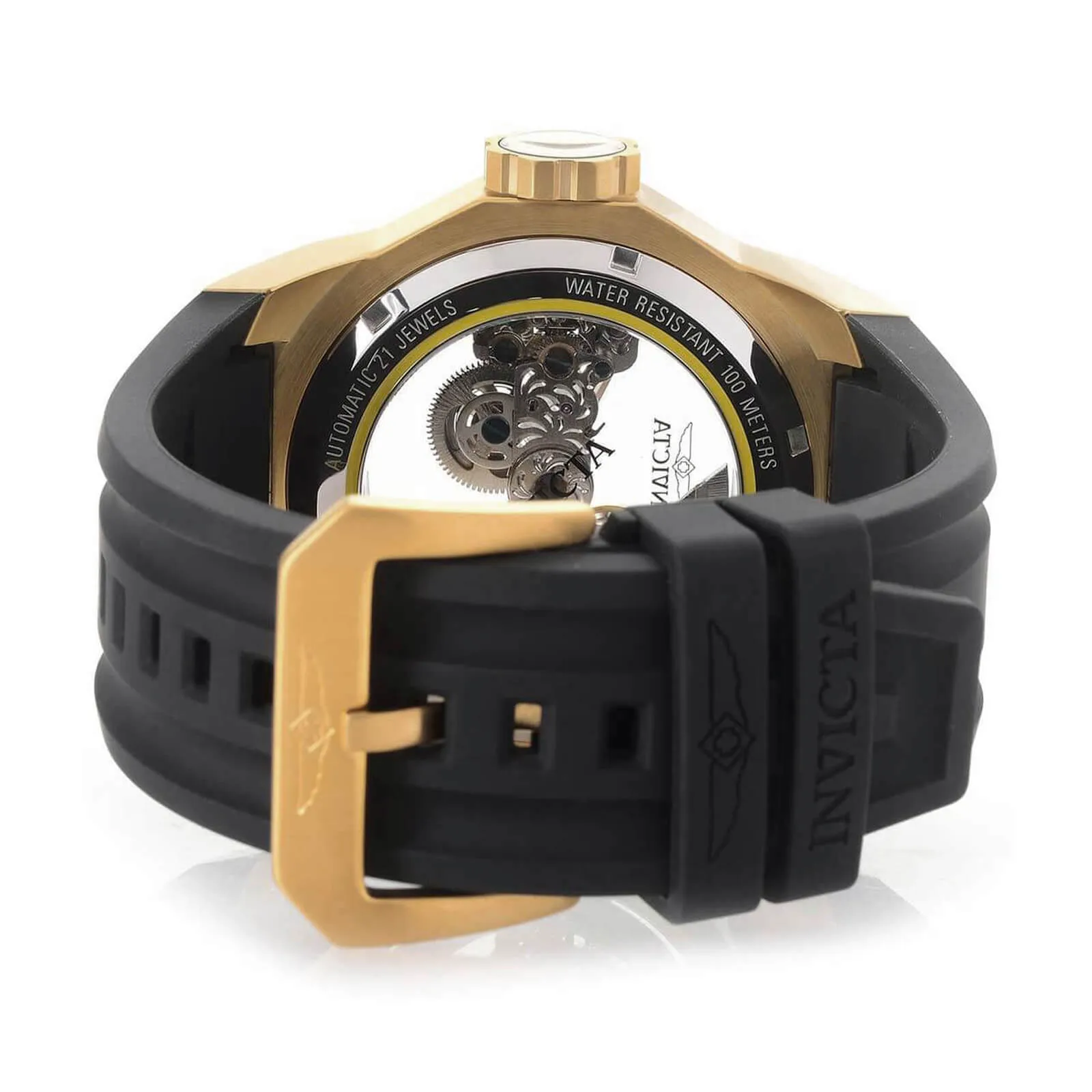 Invicta Men's Automatic Watch - Russian Diver Silver Skeleton Dial Black Band | 25625