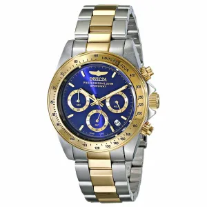 Invicta Men's Chronograph Two Tone Watch - Speedway Quartz Blue Dial Date | 3644