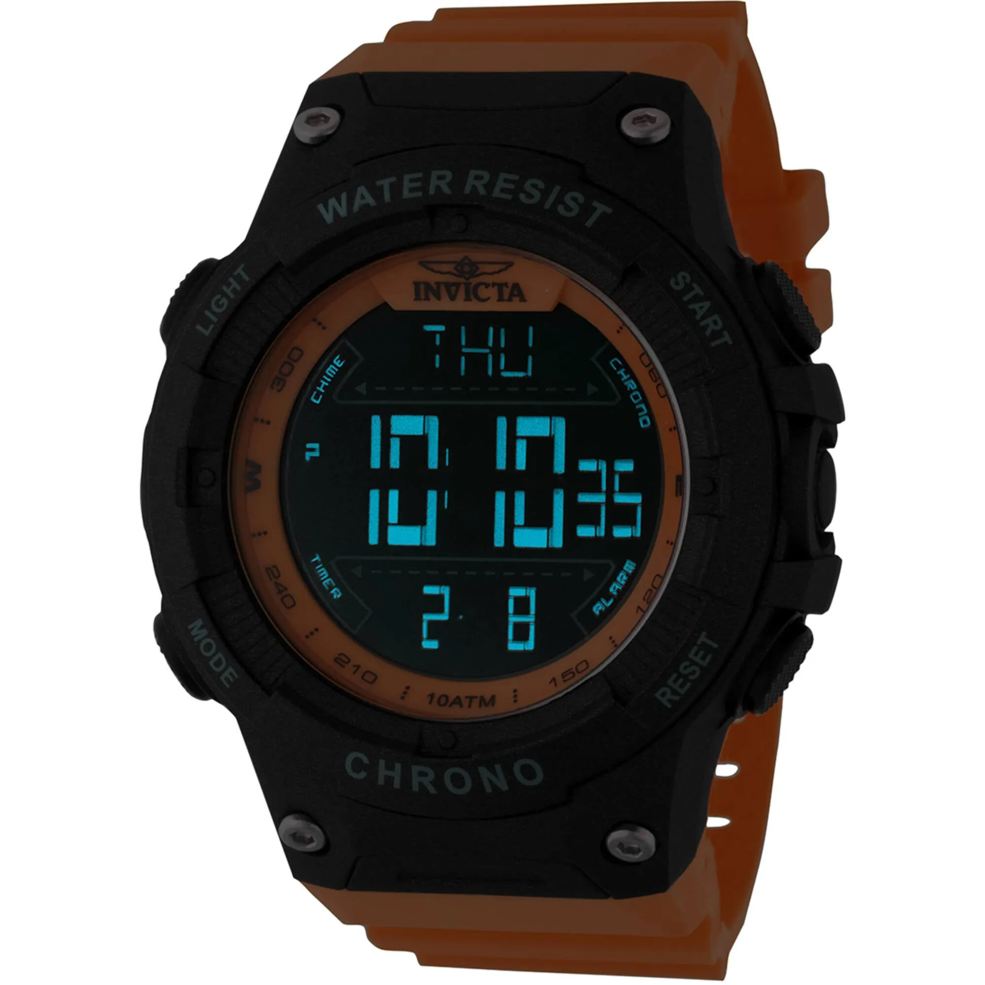 Invicta Men's Digital Watch - Invicta Racing Alarm Orange Polyurethane Strap | 48050