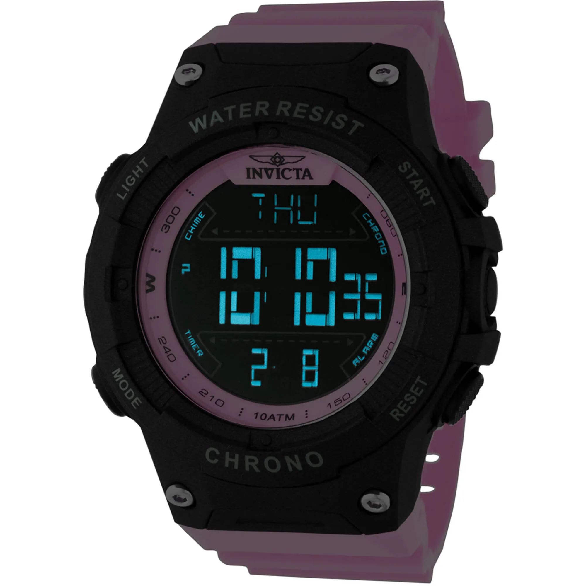 Invicta Men's Digital Watch - Invicta Racing Chrono Pink Polyurethane Strap | 48051