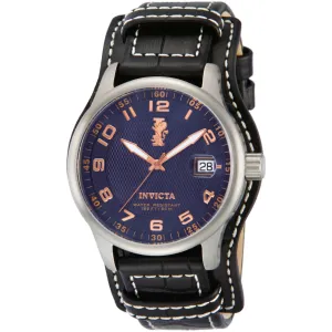 Invicta Men's Quartz Watch - I-Force Blue Dial Steel Case Black Leather Strap | 12972