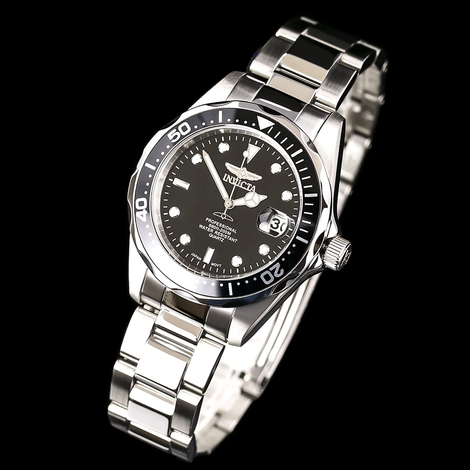Invicta Men's Stainless Steel Quartz Watch - Pro Diver Black Dial Date | 8932