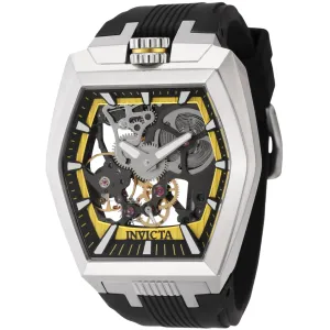 Invicta Men's Watch - Akula Mechanical Black and Yellow Skeleton Dial Strap | 44017