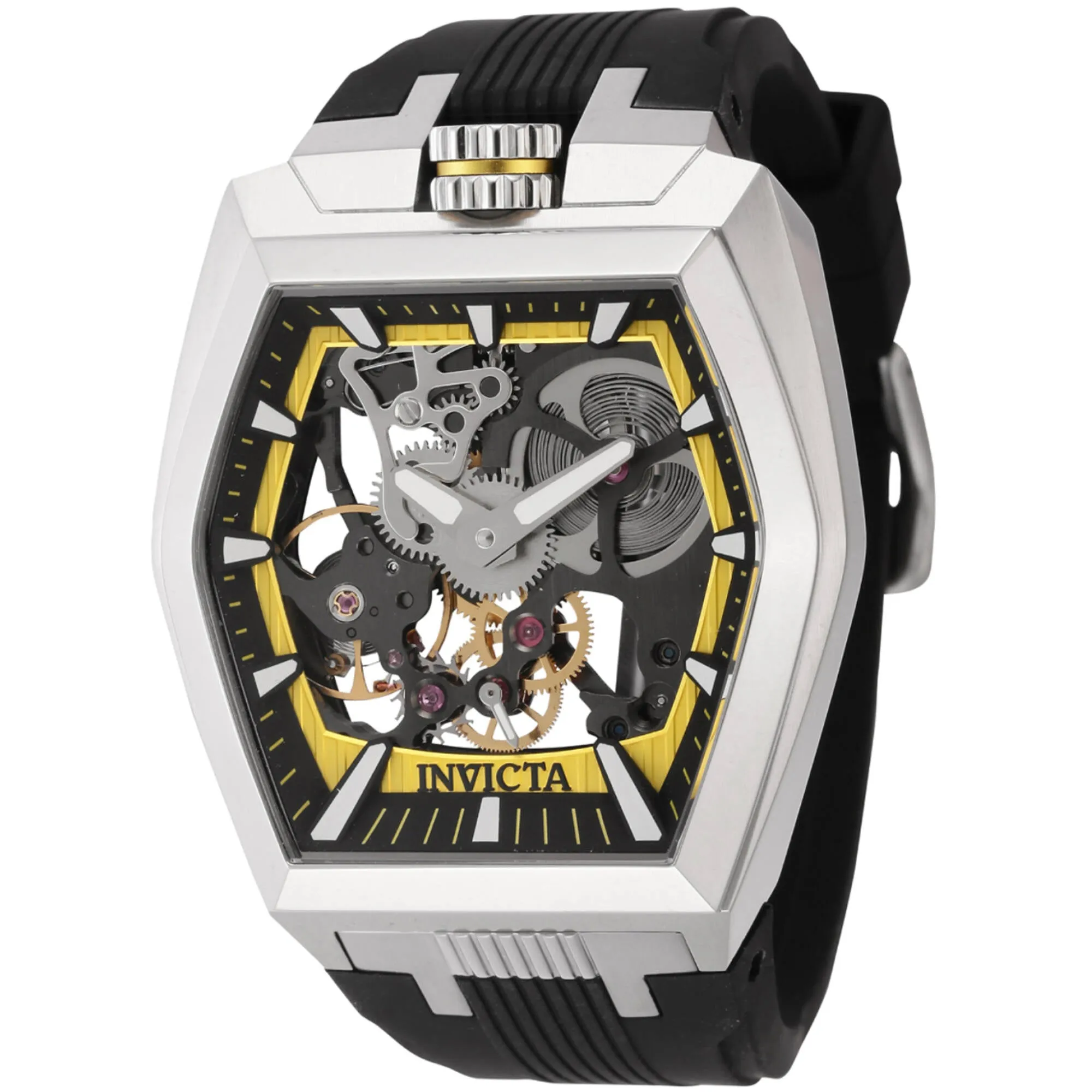 Invicta Men's Watch - Akula Mechanical Black and Yellow Skeleton Dial Strap | 44017