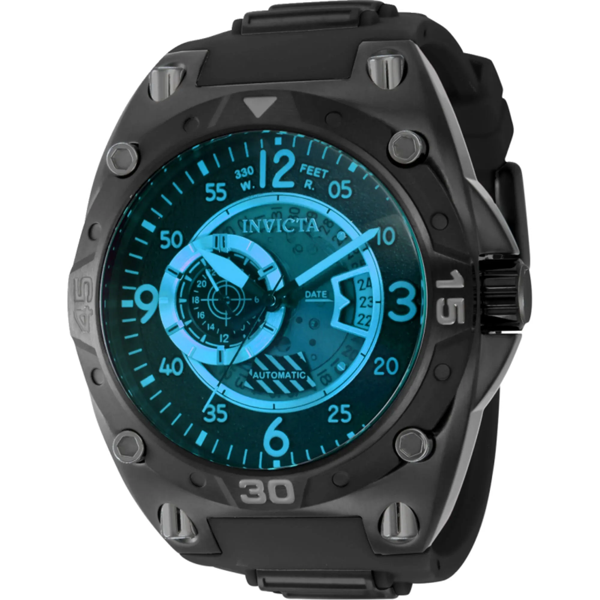 Invicta Men's Watch - Aviator Automatic Blue Dial Gunmetal and Black Strap | 40287
