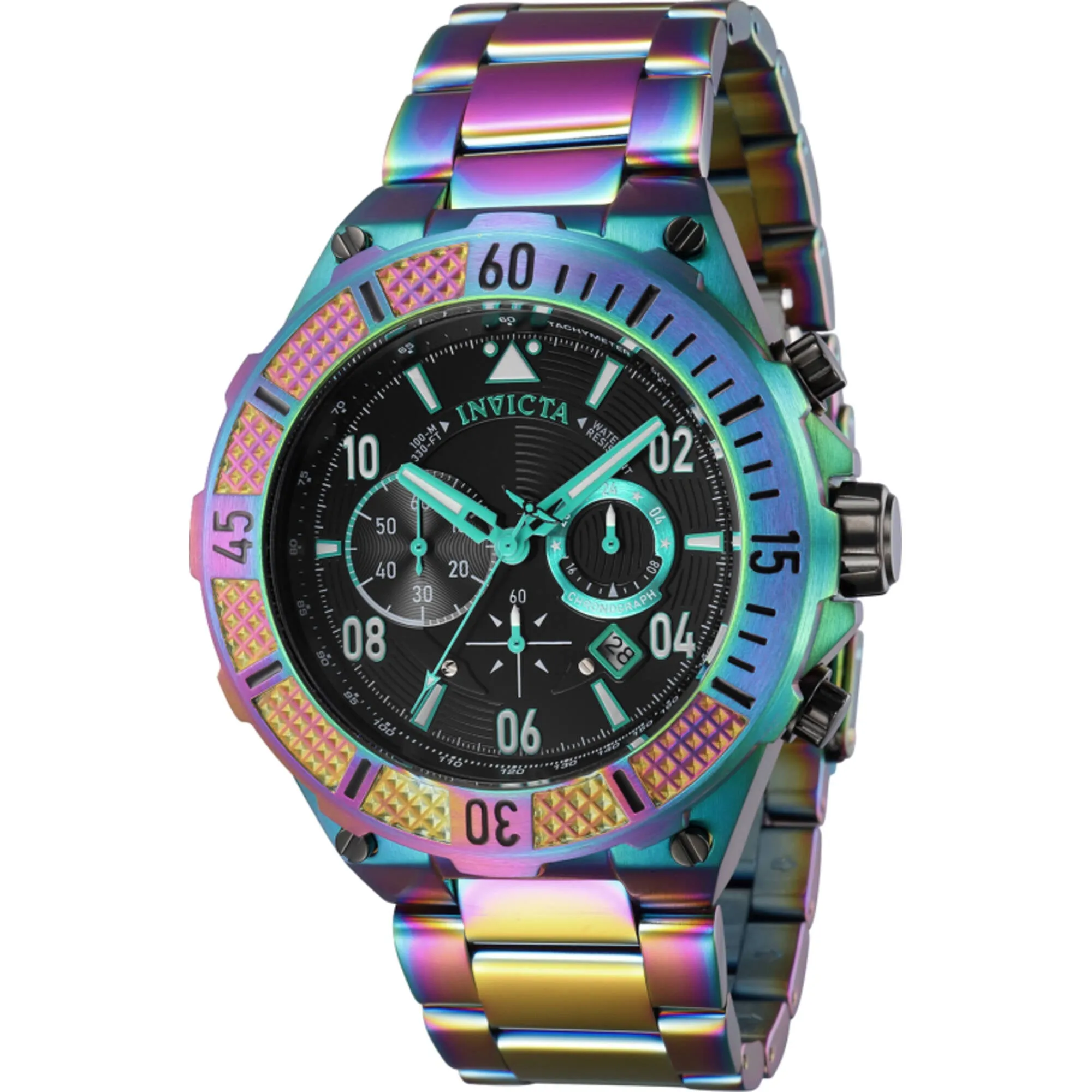 Invicta Men's Watch - Aviator Chrono Green and Black Dial Iridescent Steel | 40513