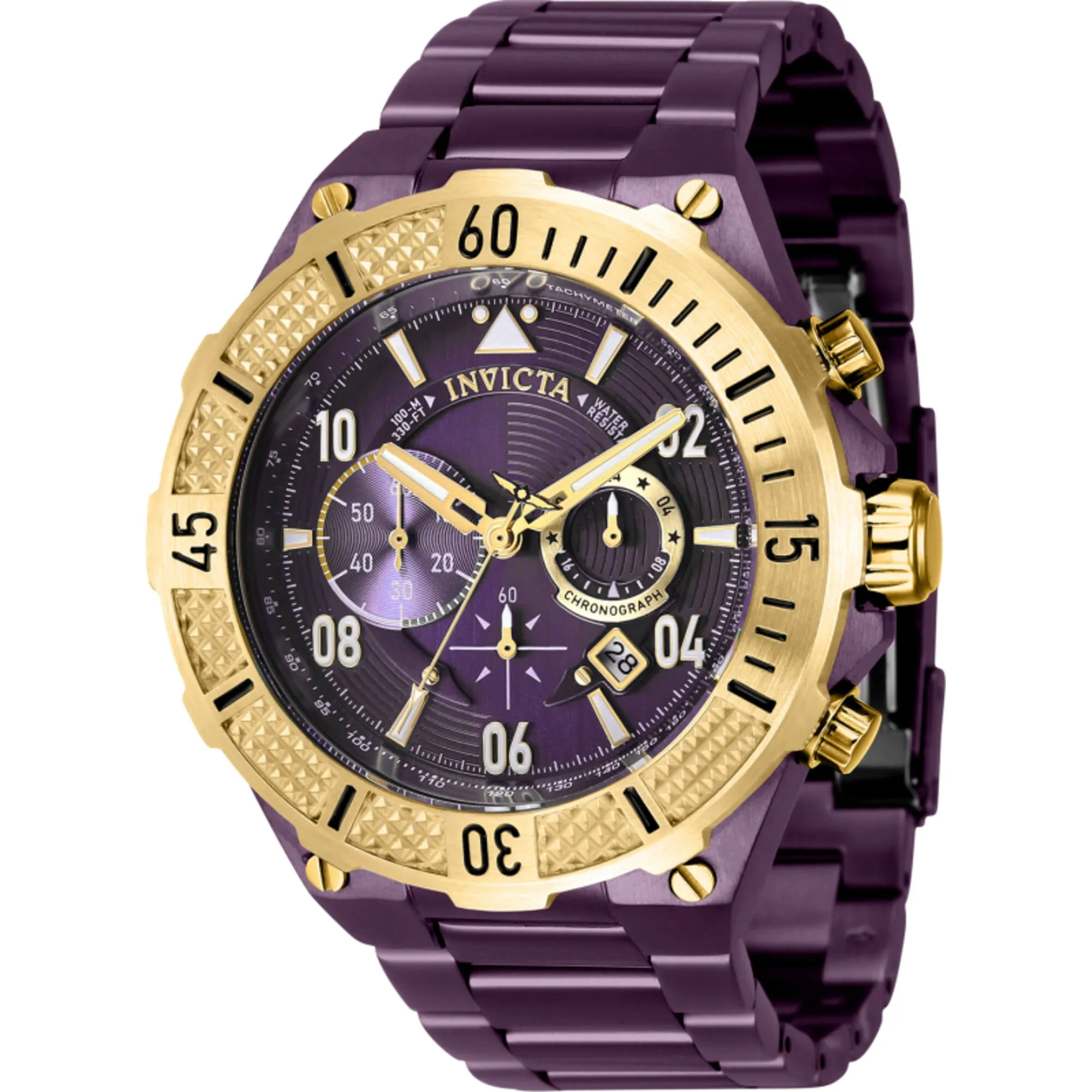 Invicta Men's Watch - Aviator Chronograph Purple and Gold Tone Dial Bracelet | 40514
