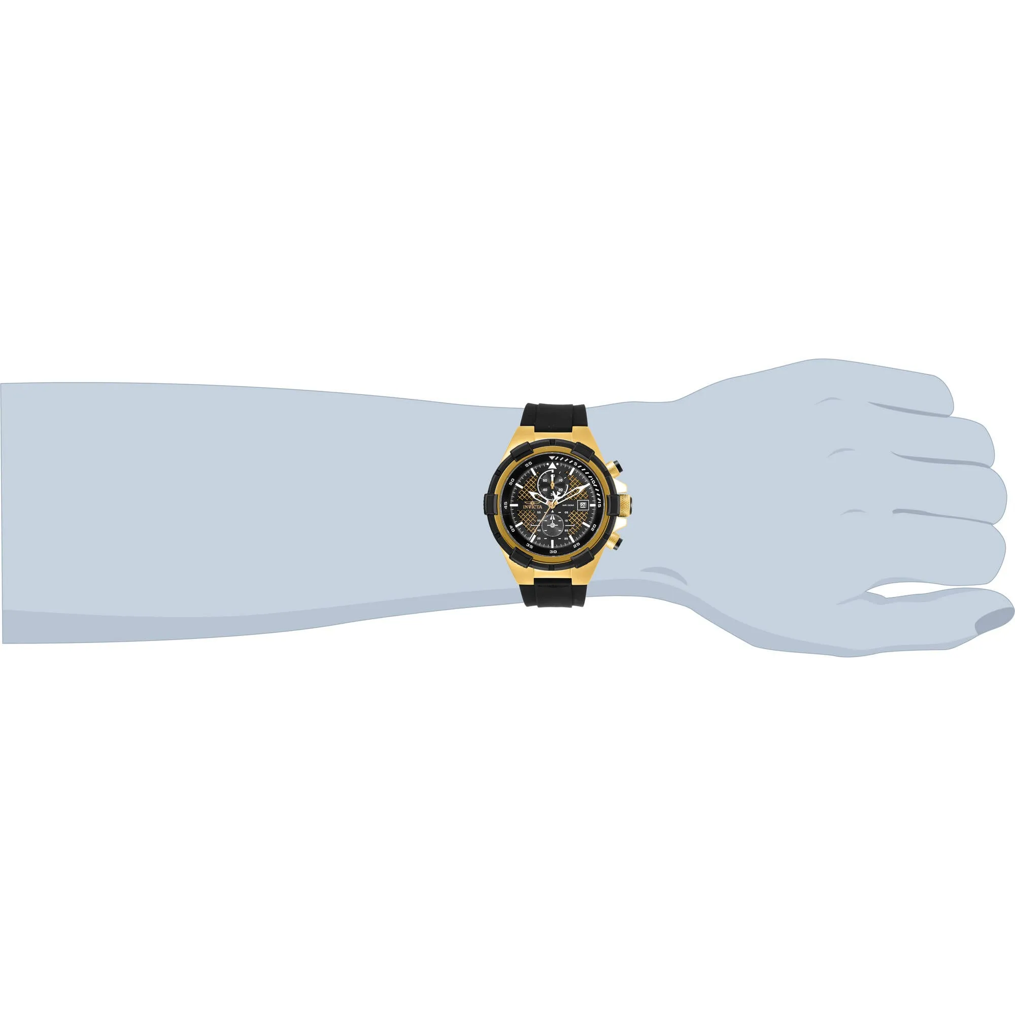 Invicta Men's Watch - Aviator Quartz Chronograph Black and Gold Dial Strap | 28100