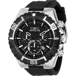 Invicta Men's Watch - Aviator Quartz Chronograph Black Dial Silicone Strap | 37630