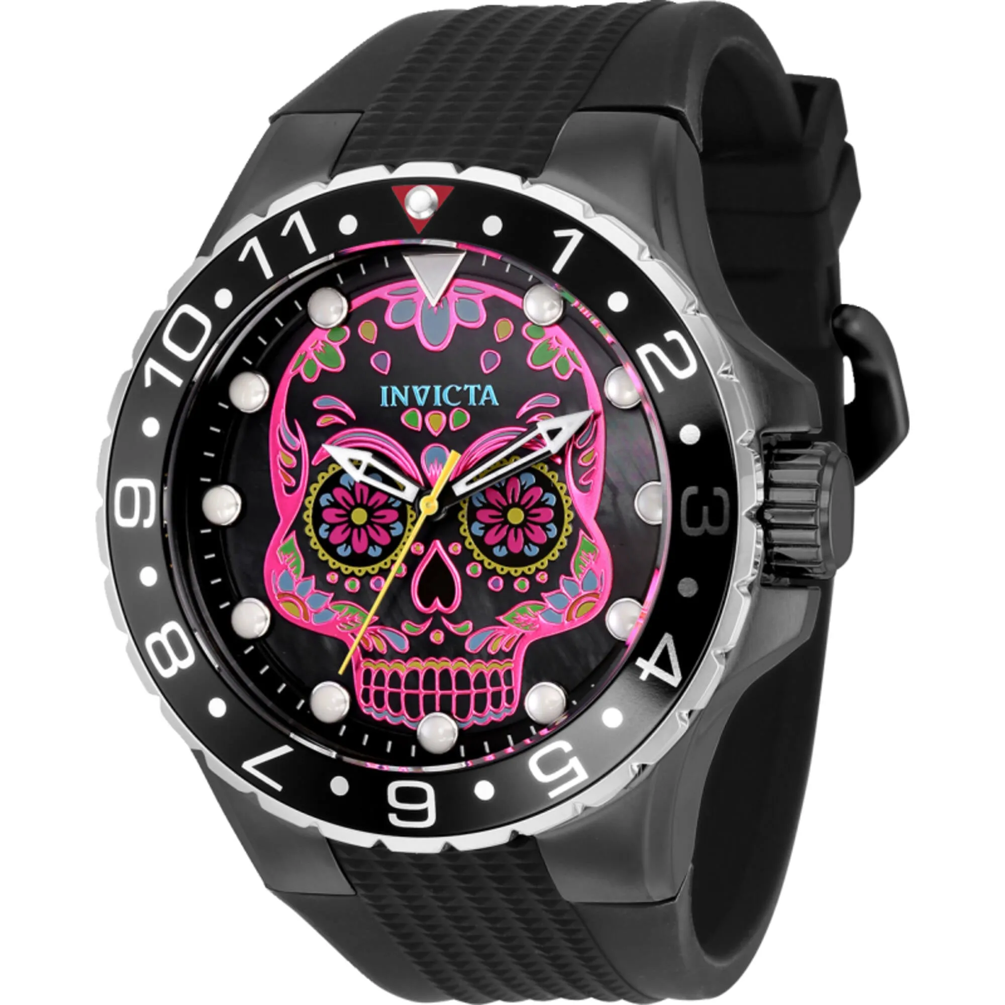 Invicta Men's Watch - Aviator Rotating Bezel Black Silicone Strap Quartz | 36854