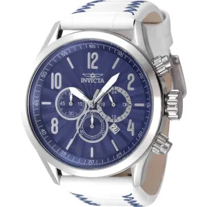 Invicta Men's Watch - Bolt Quartz Chronograph Blue Dial White Leather Strap | 46559