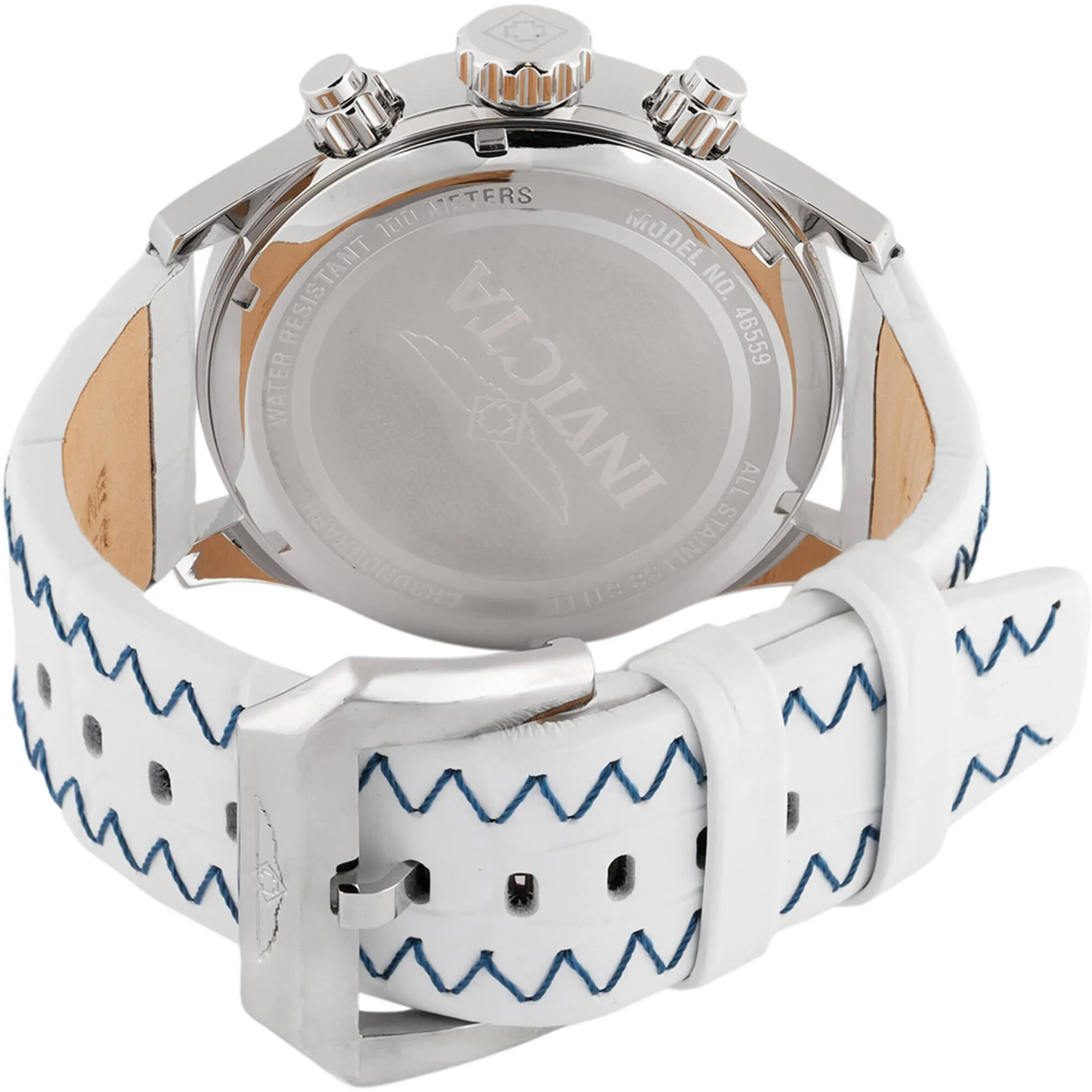Invicta Men's Watch - Bolt Quartz Chronograph Blue Dial White Leather Strap | 46559
