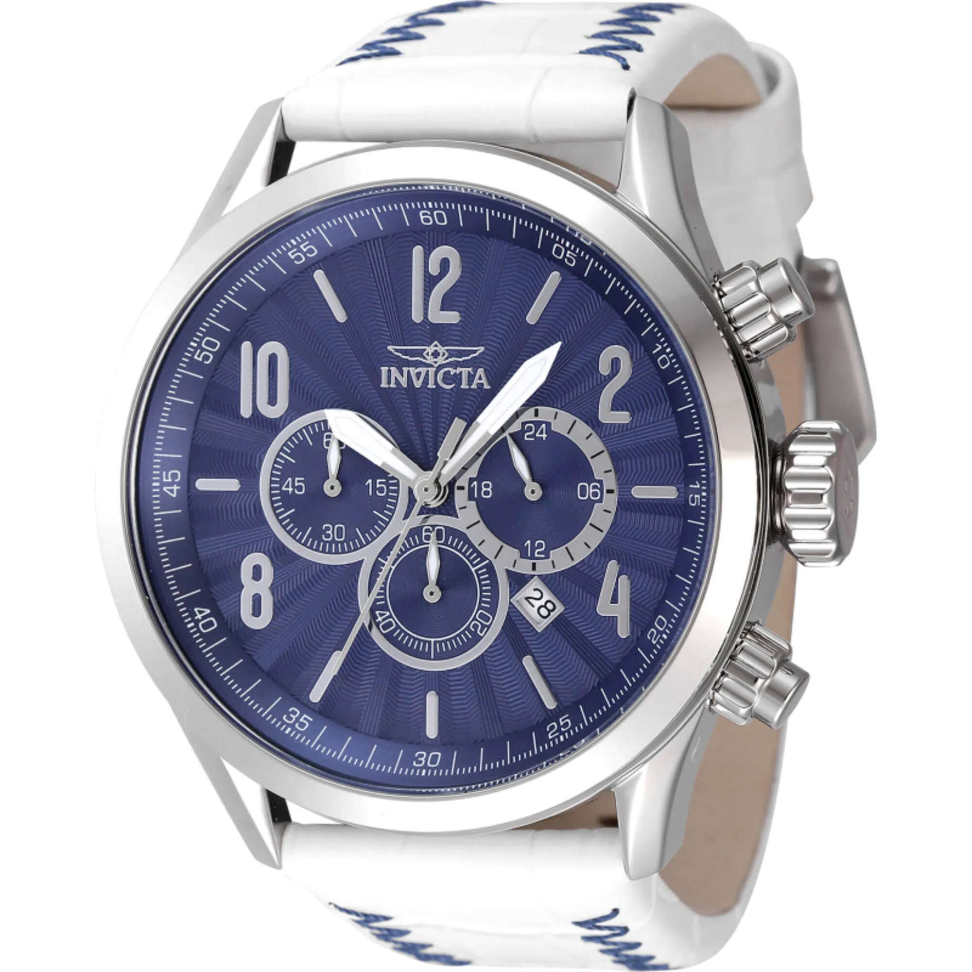 Invicta Men's Watch - Bolt Quartz Chronograph Blue Dial White Leather Strap | 46559