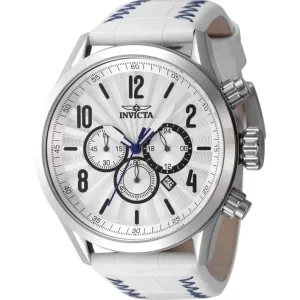 Invicta Men's Watch - Bolt Quartz Chronograph Silver Dial White Leather Strap | 46558