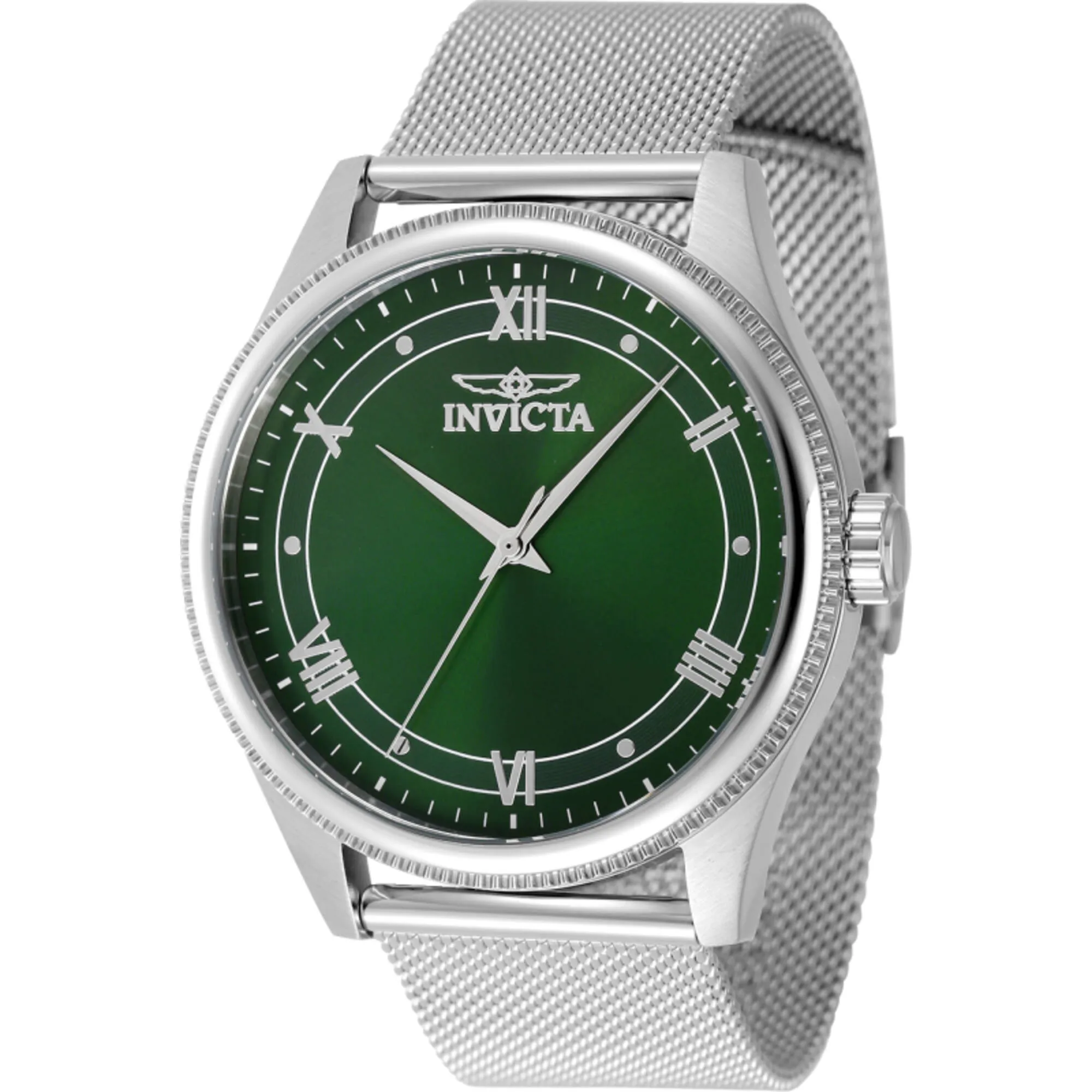 Invicta Men's Watch - Celestial Quartz Green Dial Silver Tone Mesh Bracelet | 48482