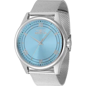 Invicta Men's Watch - Celestial Quartz Light Blue Dial Silver Tone Mesh Bracelet | 48483