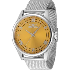 Invicta Men's Watch - Celestial Quartz Yellow Dial Silver Tone Mesh Bracelet | 48481