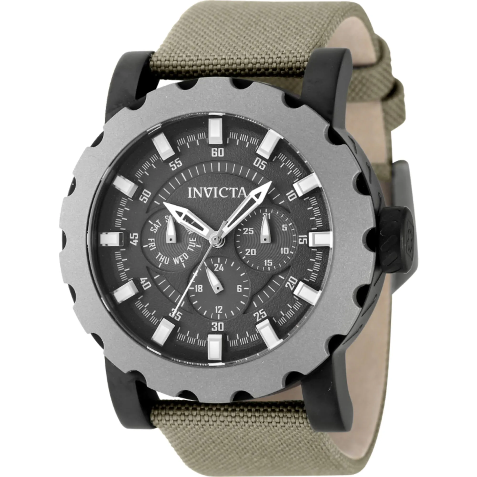 Invicta Men's Watch - I-Force Fixed Bezel Black Dial Green Strap Day-Date | 47588