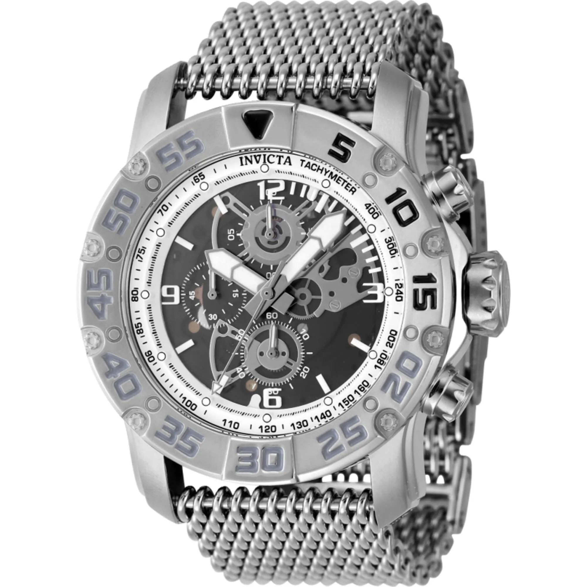 Invicta Men's Watch - Invicta Racing White, Steel, Black Bezel Mesh Bracelet | 48053