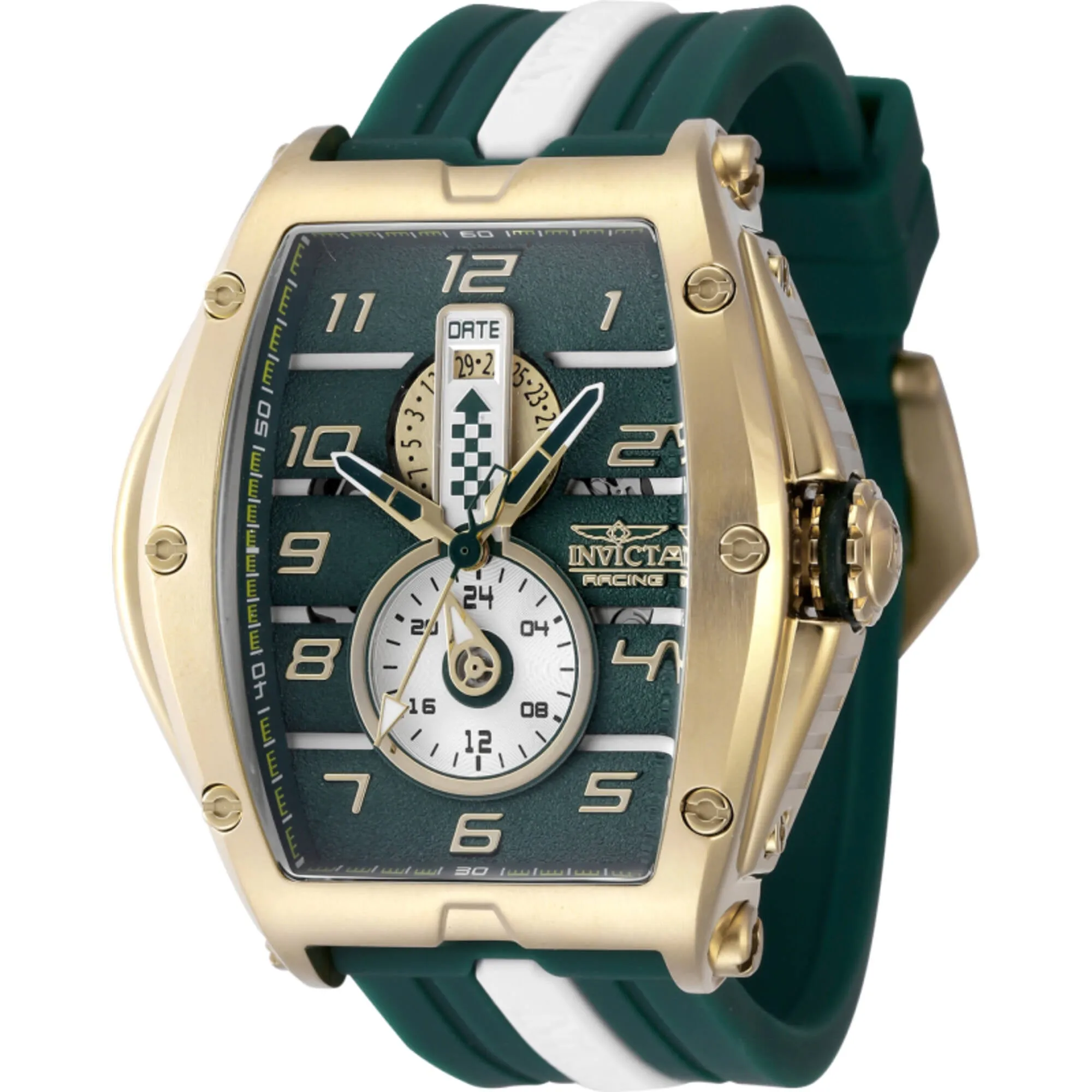 Invicta Men's Watch - Invicta Racing Yellow Gold Case Green and White Strap | 47387