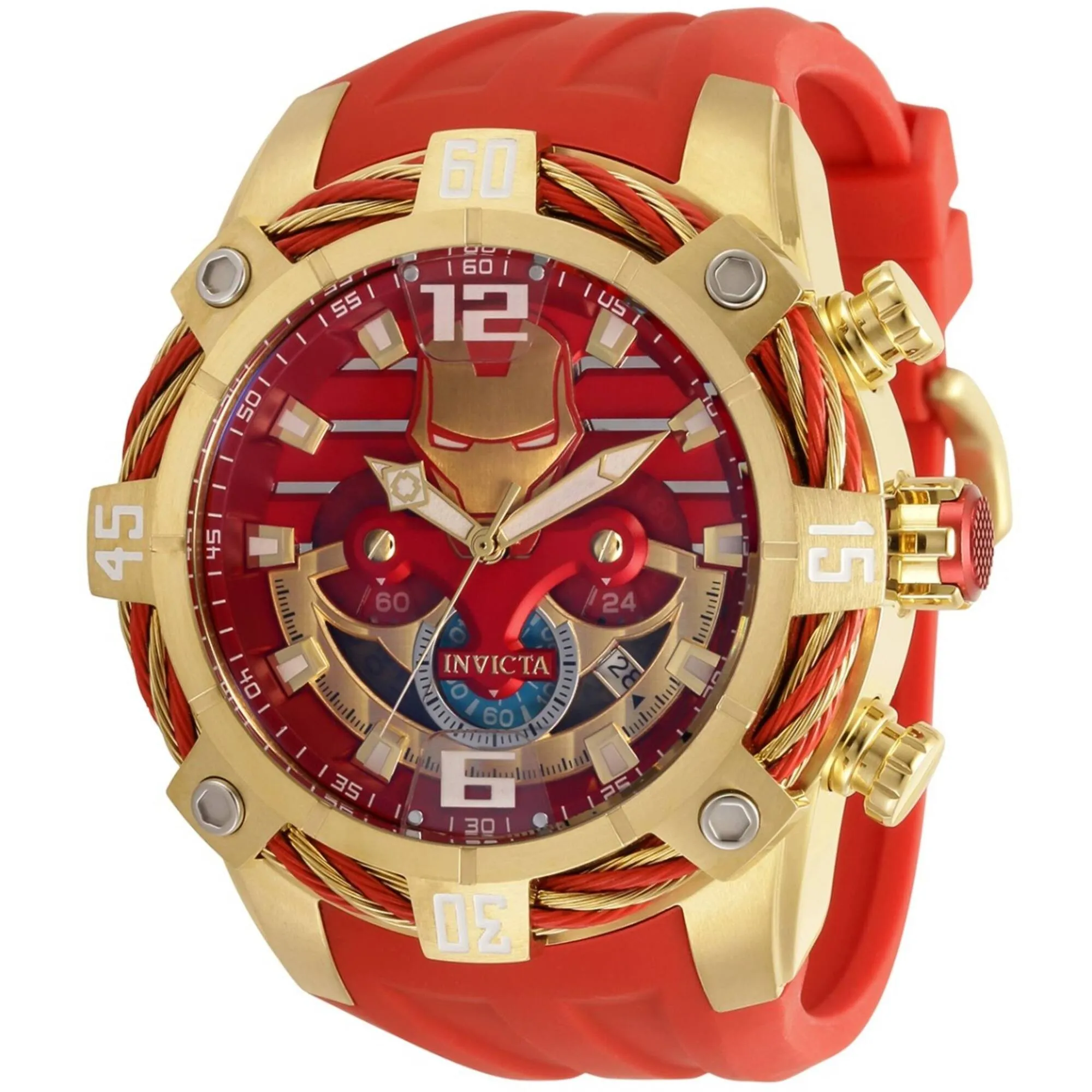 Invicta Men's Watch - Marvel Quartz Gold Tone, Red, White, Blue Dial Strap | 35092