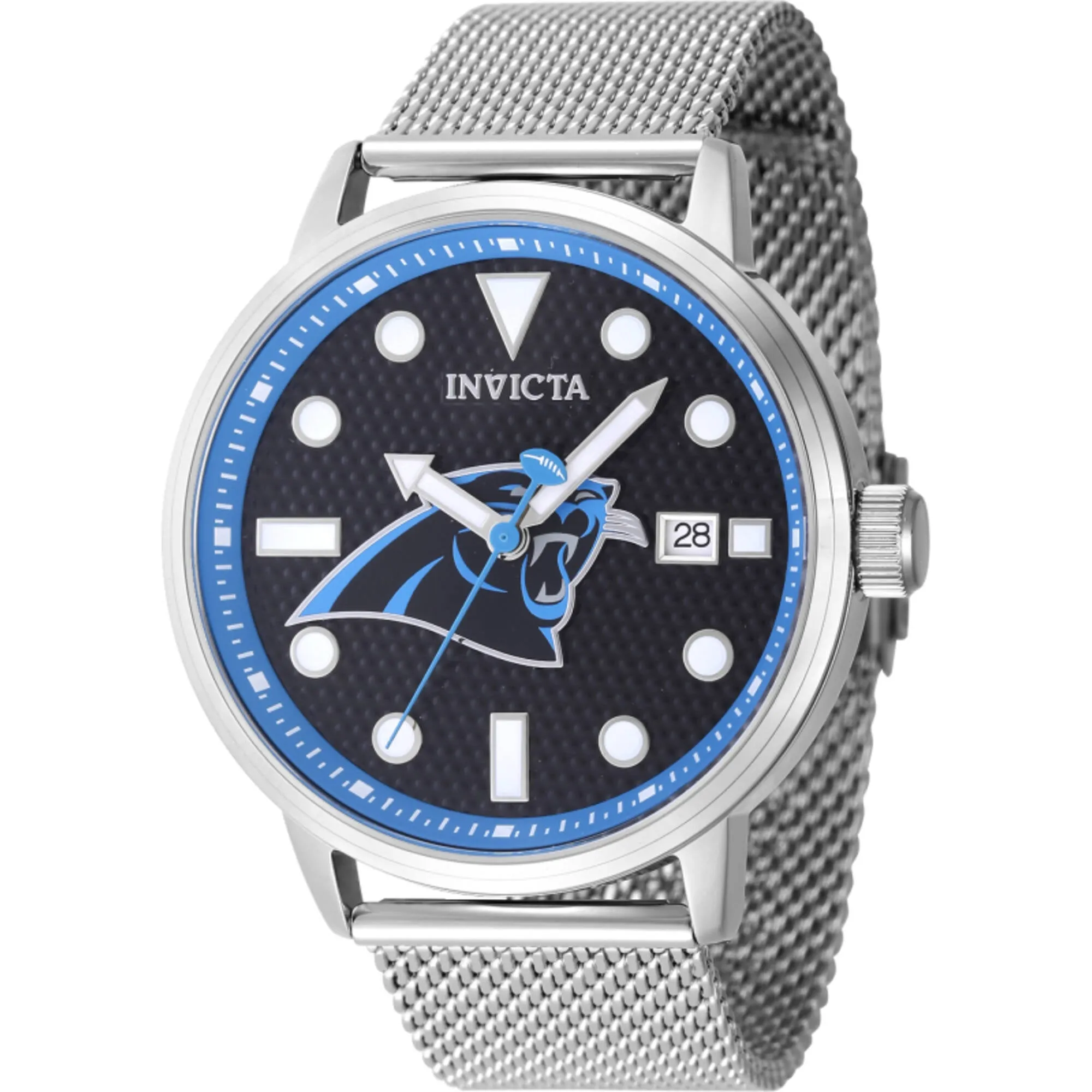 Invicta Men's Watch - NFL Carolina Panthers Black Dial Steel Mesh Bracelet | 47999