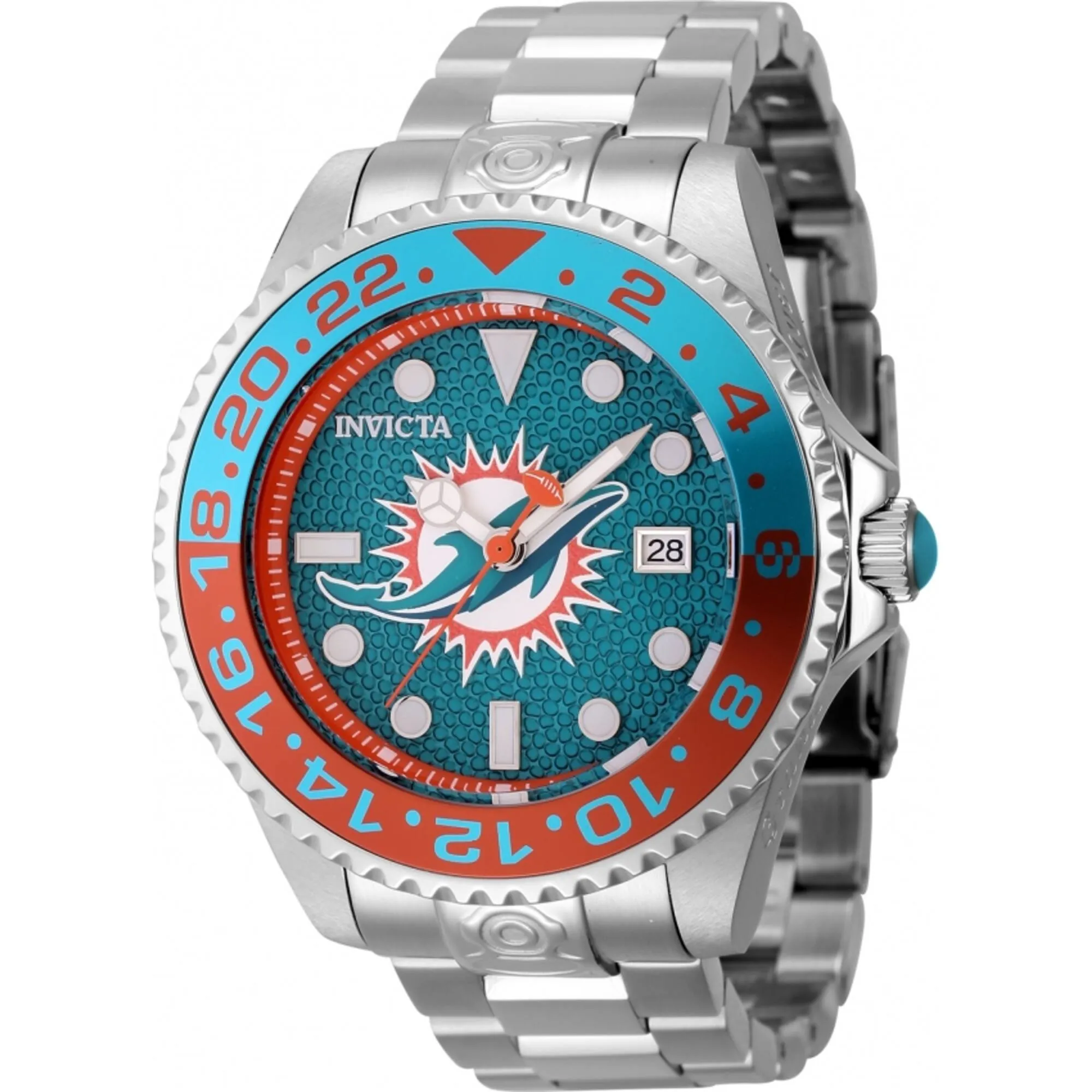 Invicta Men's Watch - NFL Miami Dolphins Green and Orange Dial Bracelet | 45029