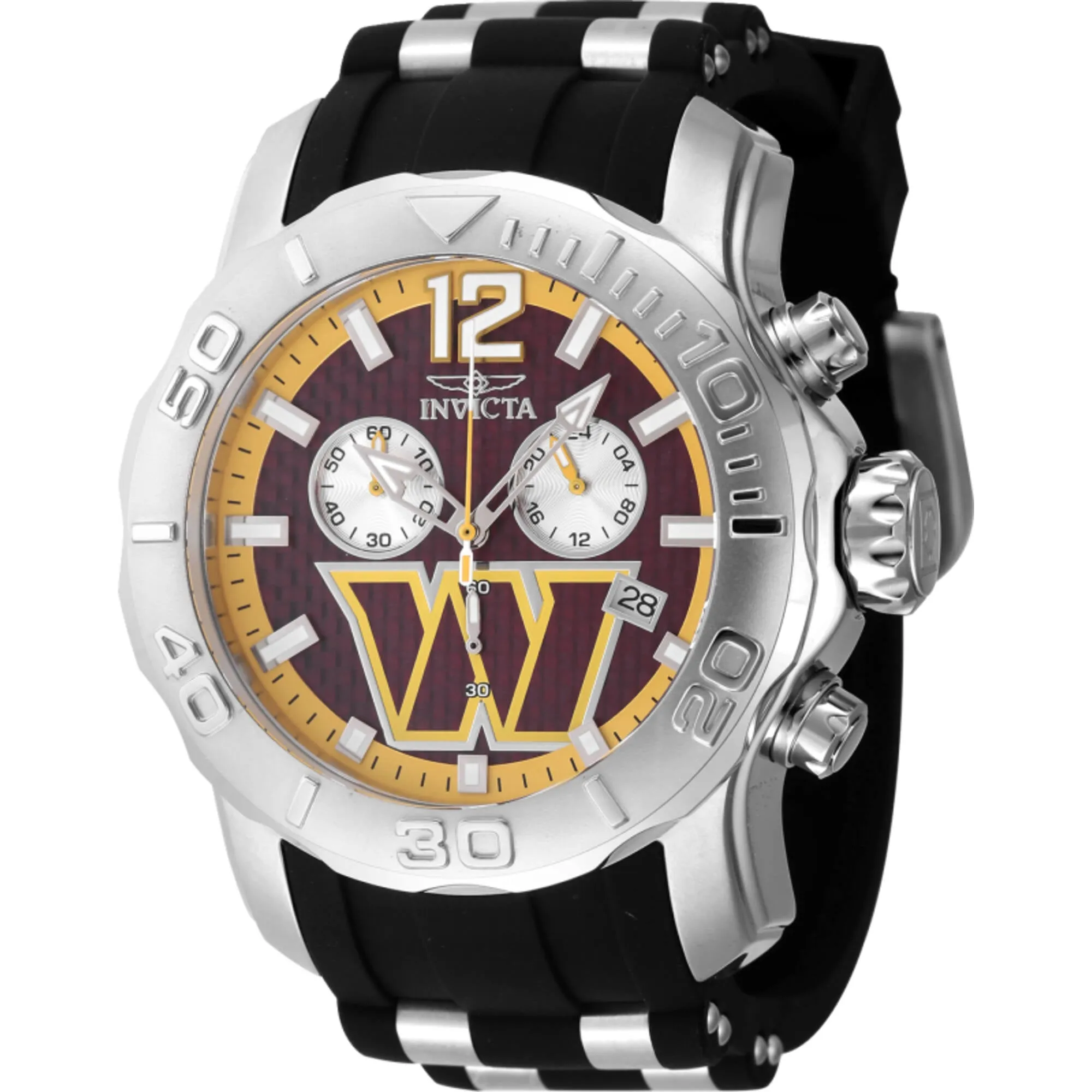 Invicta Men's Watch - NFL Washington Commanders Chrono Black and Silver Strap | 48009
