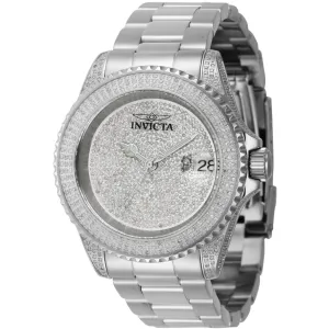 Invicta Men's Watch - Pro Diver Automatic Diamond Pave Rhodium Dial Bracelet | 35663
