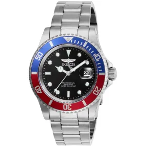 Invicta Men's Watch - Pro Diver Black Dial Silver Tone Steel Bracelet Date | 47354