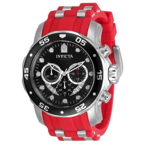 Invicta Men's Watch - Pro Diver Chronograph Black Dial Silver and Red Strap | 34009