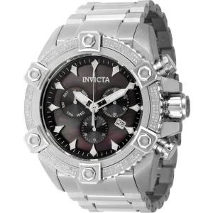 Invicta Men's Watch - Pro Diver Chronograph Black Mop Dial Silver Bracelet | 45765